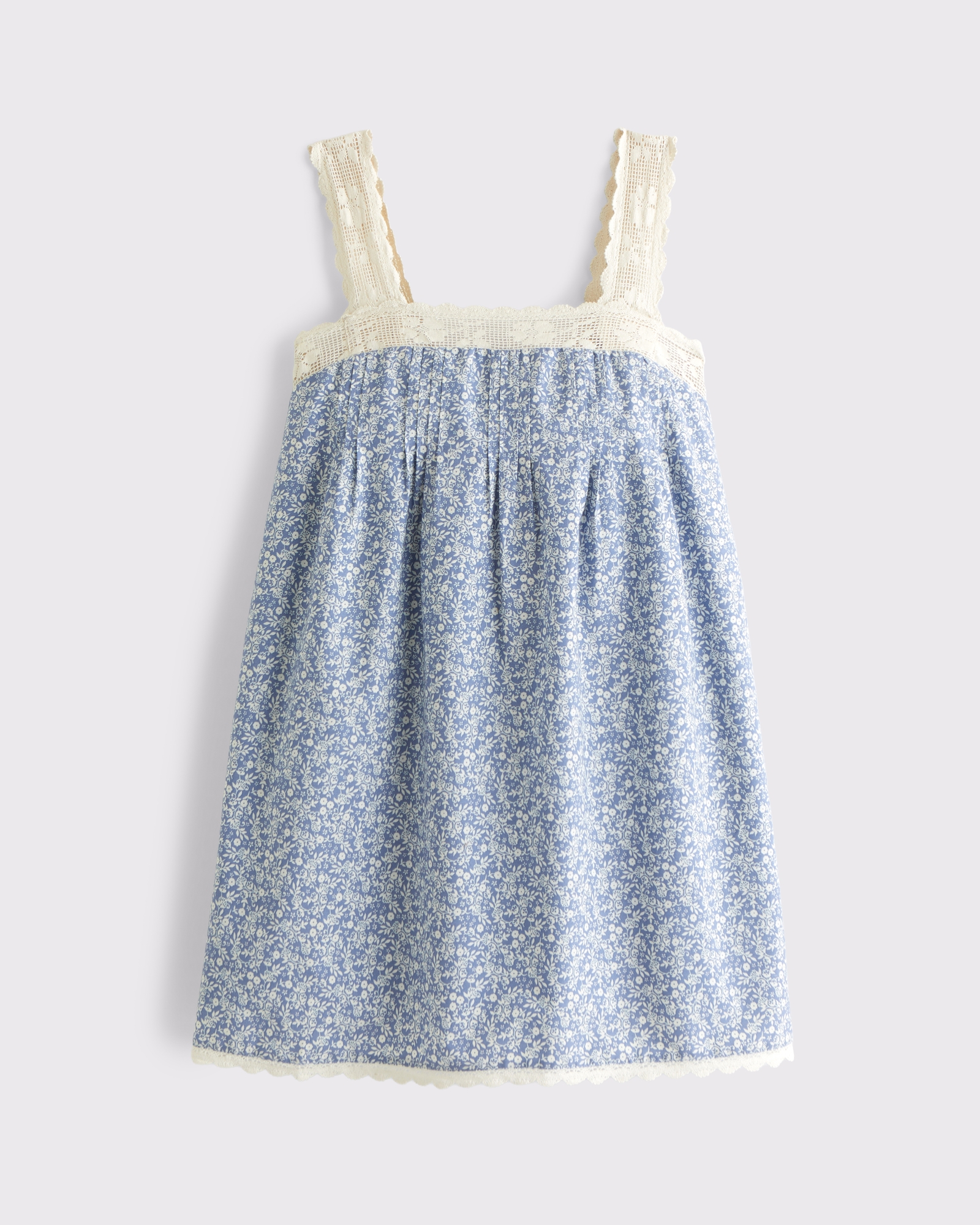 Lace-Trim Easy Mini Dress