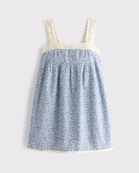 Lace-Trim Easy Mini Dress