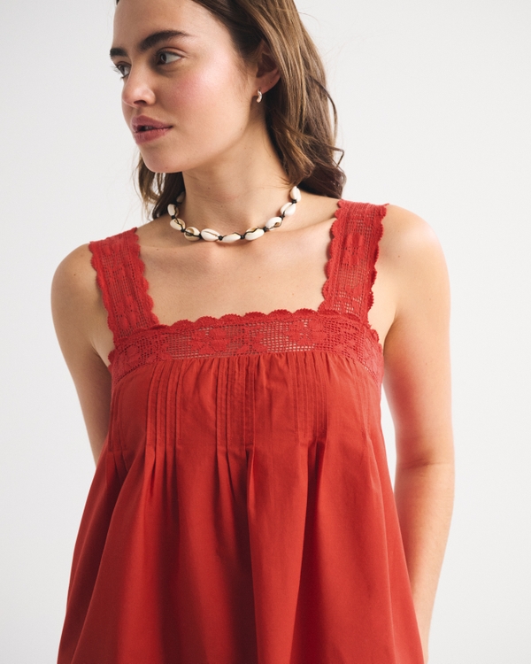 Lace-Trim Easy Mini Dress