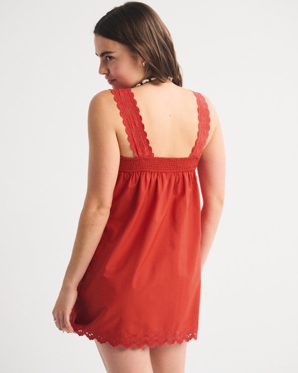 Lace-Trim Easy Mini Dress