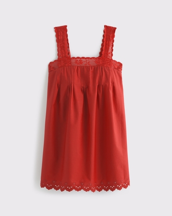 Lace-Trim Easy Mini Dress