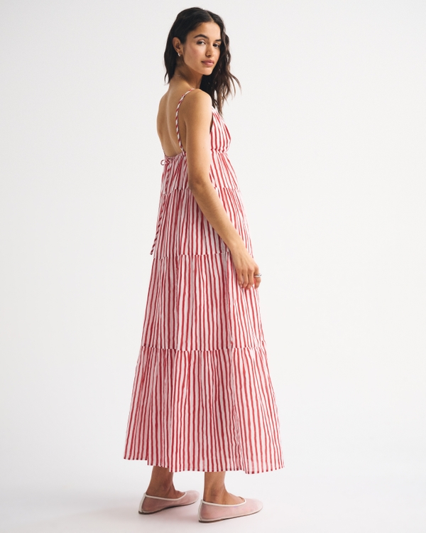 Bra-Free V-Neck Tiered Flowy Maxi Dress