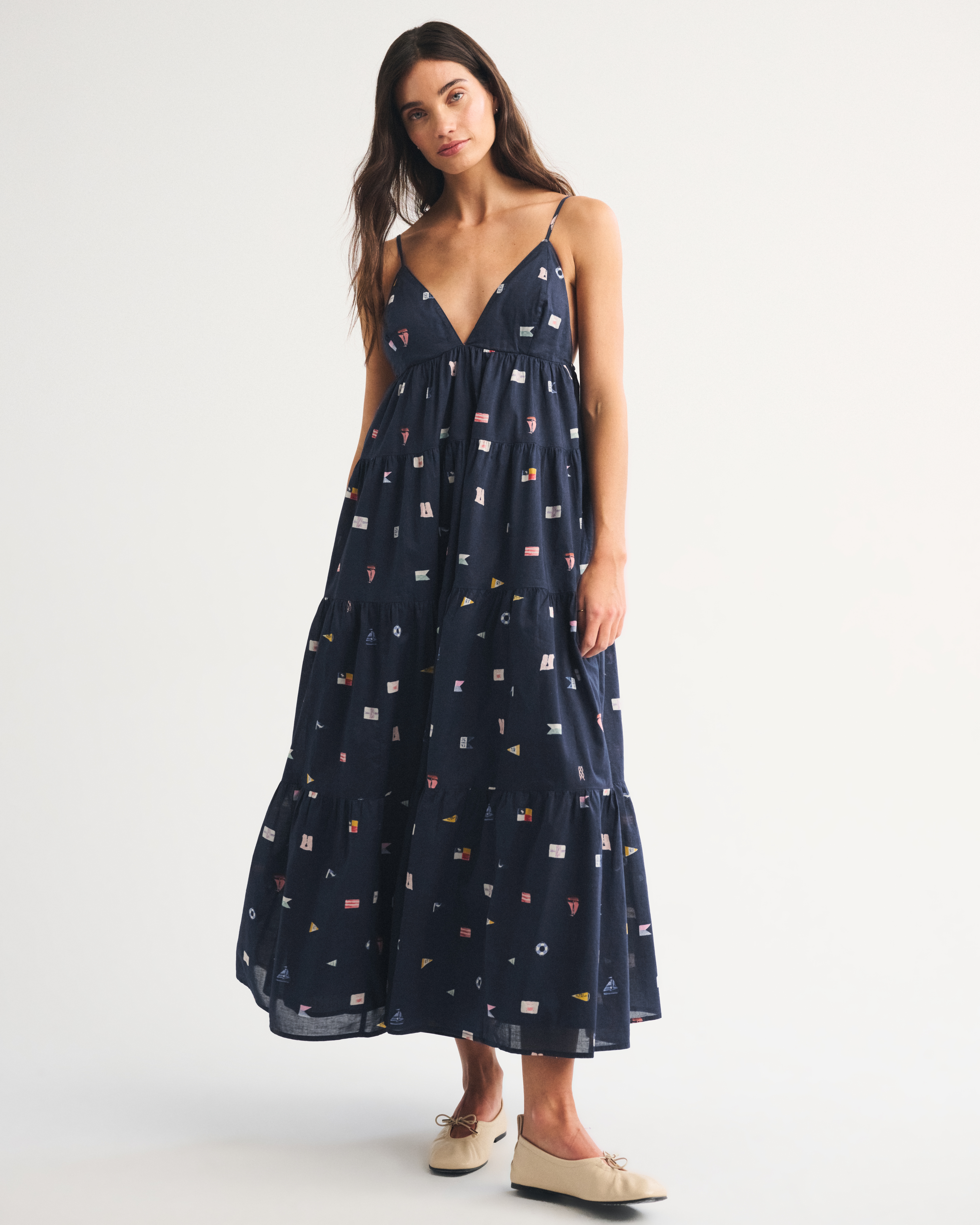 Женские платья Abercrombie & Fitch Bra-Free V-Neck Tiered Flowy Maxi Dress — фото 2