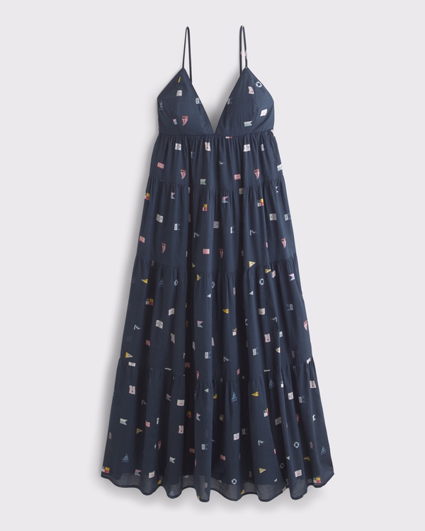 Women's Bra-Free V-Neck Tiered Flowy Maxi Dress | Women's Clearance |  Abercrombie.com