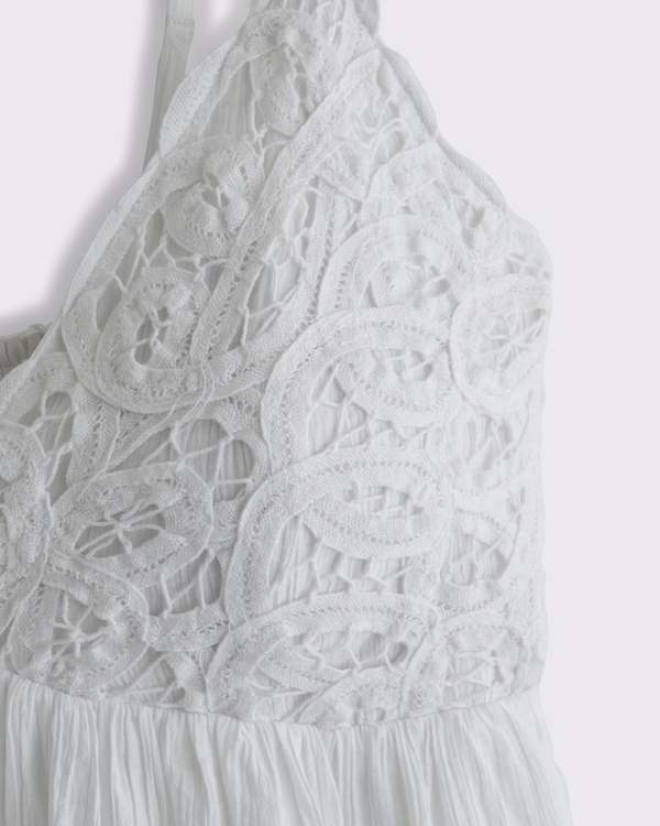 Women's Bra-Free V-Neck Lace Flowy Romper in White | Size XL | Abercrombie & Fitch