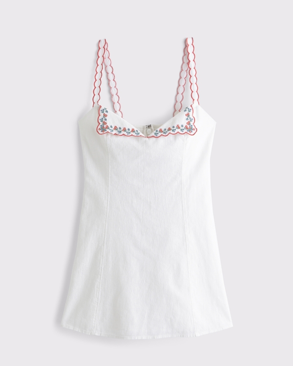Women's Foldover Embroidered Linen-Blend Mini Dress | Women's Clearance |  Abercrombie.com