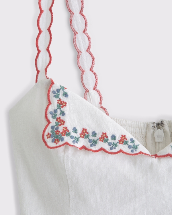 Women's Foldover Embroidered Linen-Blend Mini Dress | Women's Clearance |  Abercrombie.com