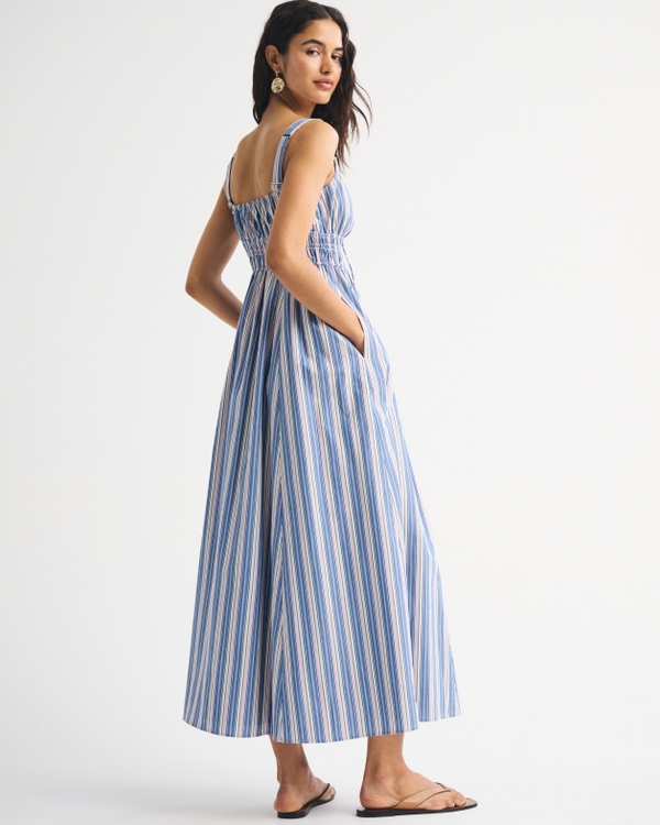 Bra-Free Smocked Tie-Front Midi Dress