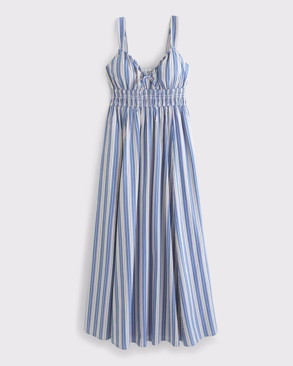 Bra-Free Smocked Tie-Front Midi Dress