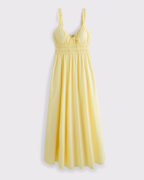 abercrombie tie front midi dress Abercrombie & Fitch puff sleeve tie front midi dress in white