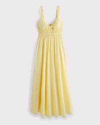 Bra-Free Smocked Tie-Front Midi Dress