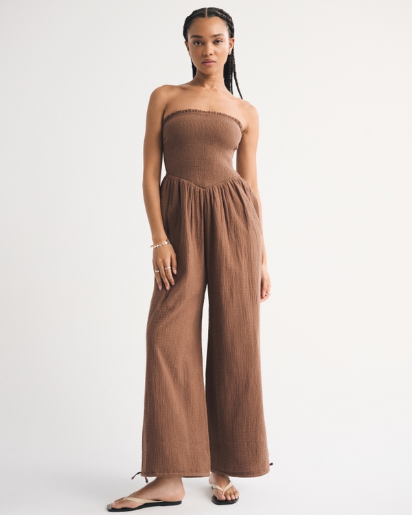 A&F Sydney Smocked Strapless Balloon Leg Jumpsuit