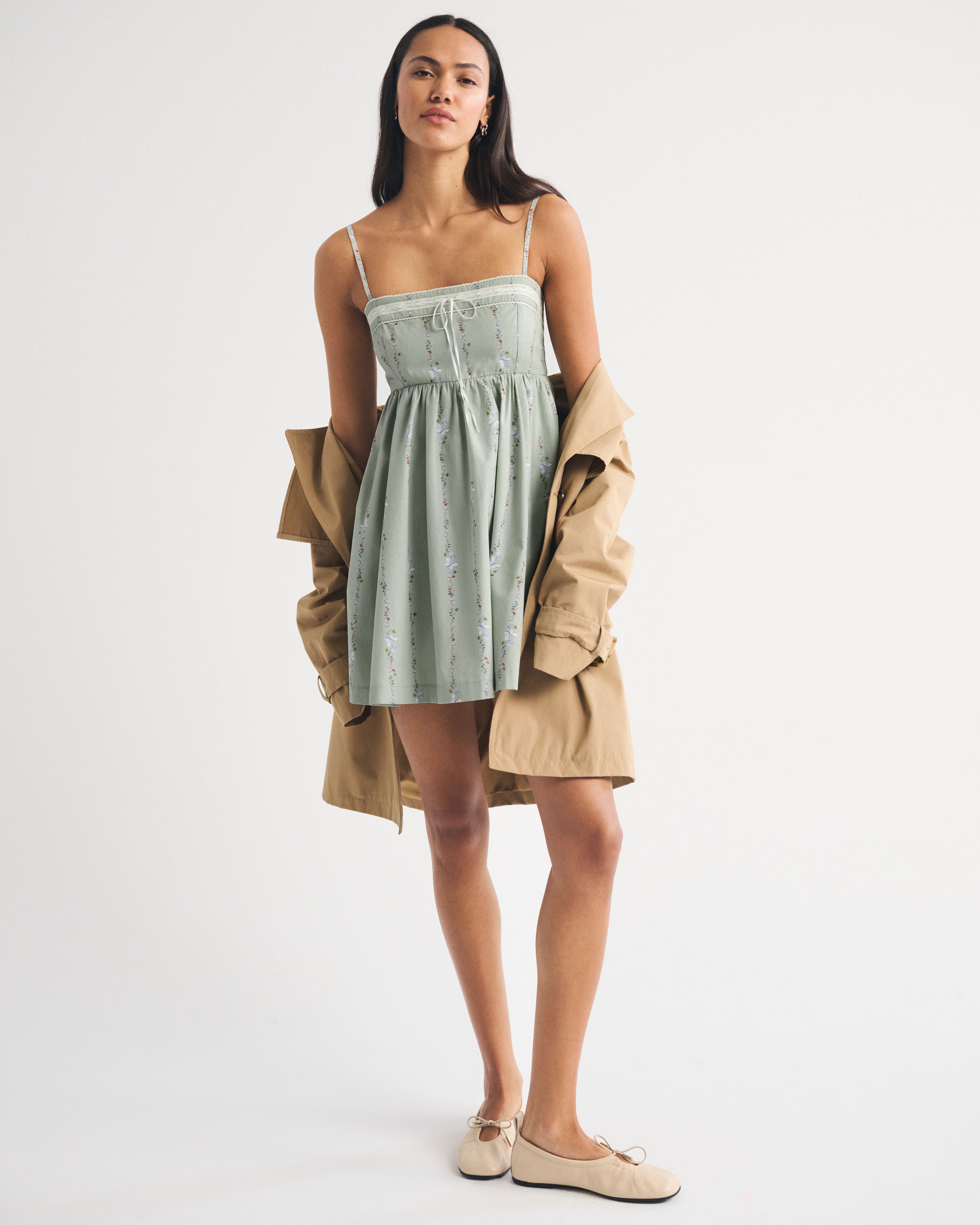 Женская юбка-шорты Abercrombie & Fitch A&F Emerson Babydoll Skort, цвет: Аквамариновый серый — фото 2