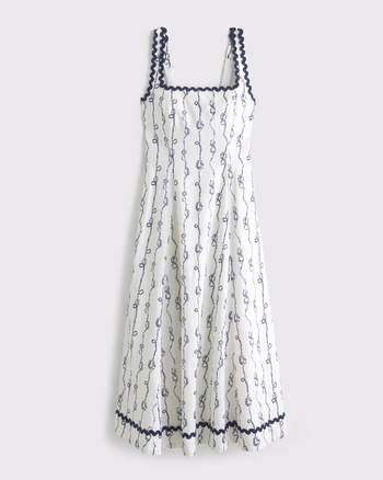 A&F Mila Ric-Rac Linen-Blend Midi Dress