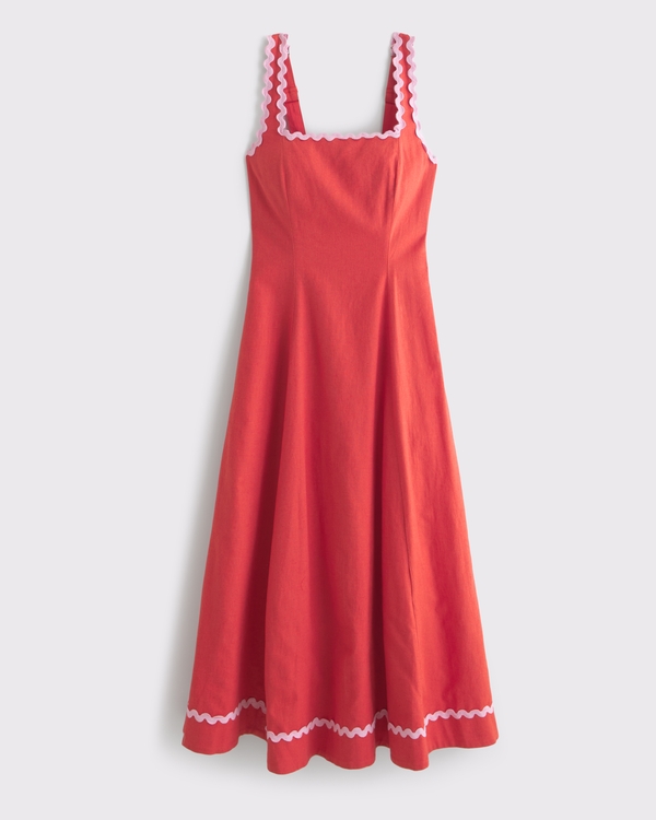 A&F Mila Ric-Rac Linen-Blend Midi Dress