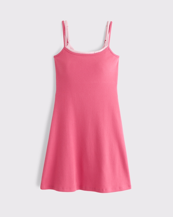 Bra-Free Rib Double-Layered 90s Cami Mini Dress