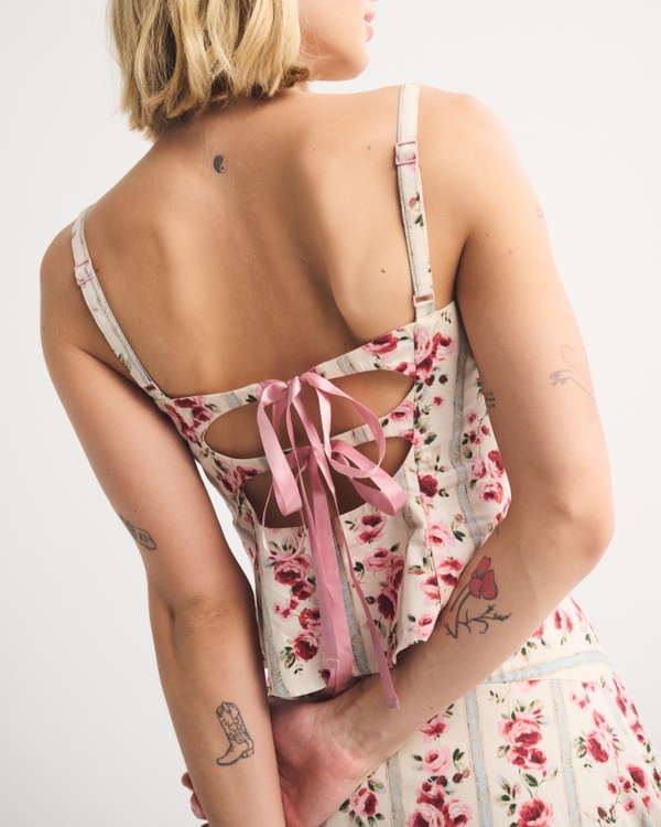 Bra-Free Scoopneck Set Top, Pink Floral view 2