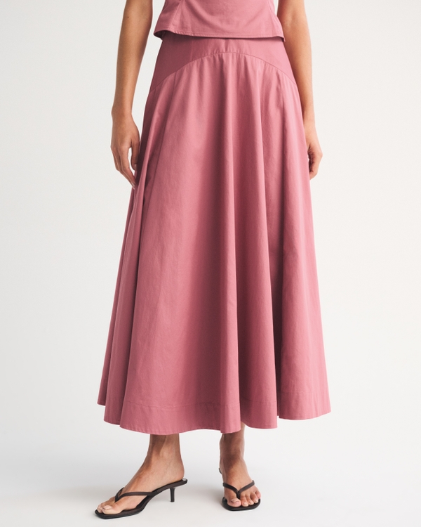High Rise Flowy Maxi Set Skirt, Dark Pink view 2