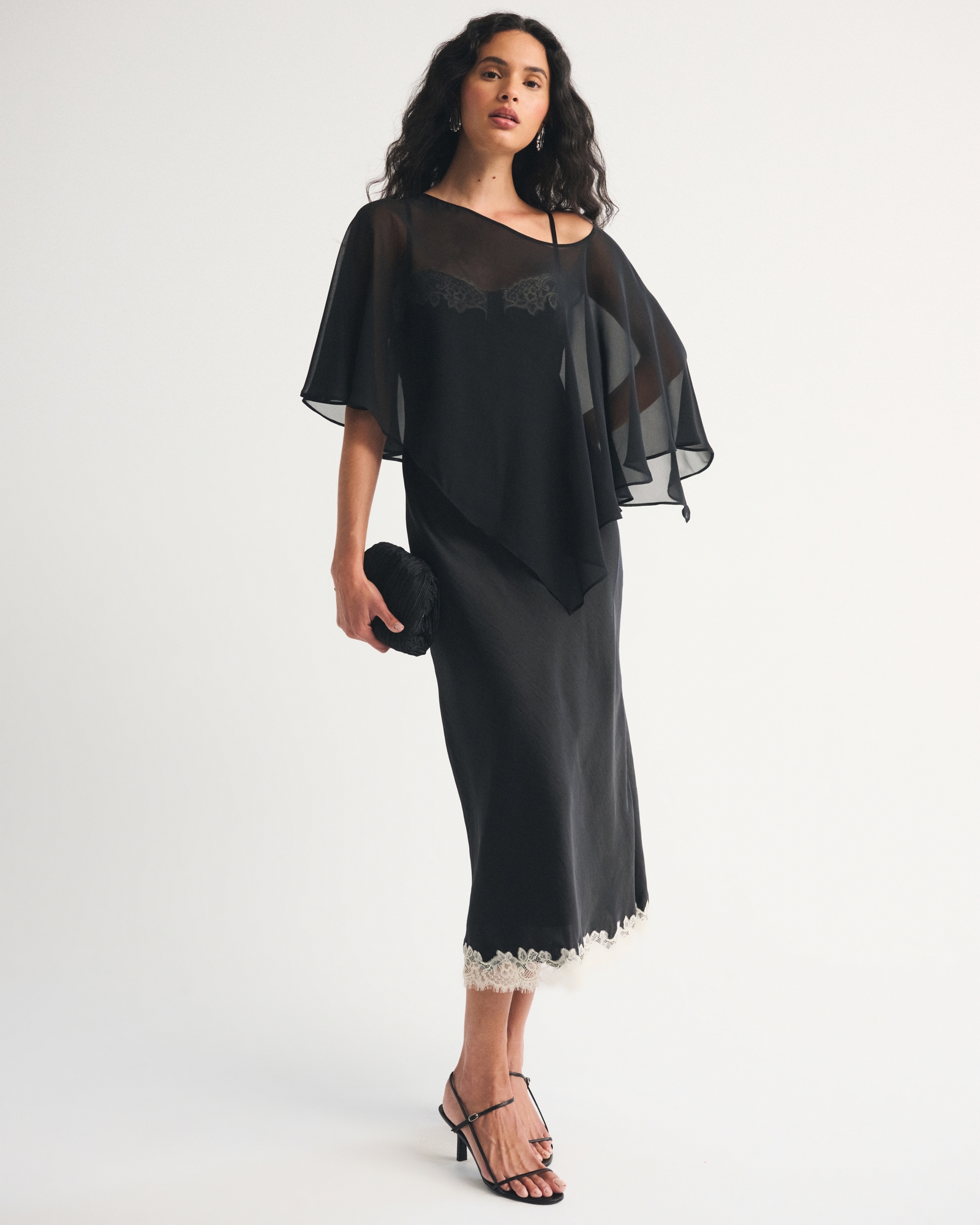 Bra-Free Lace Trim Midi Dress
