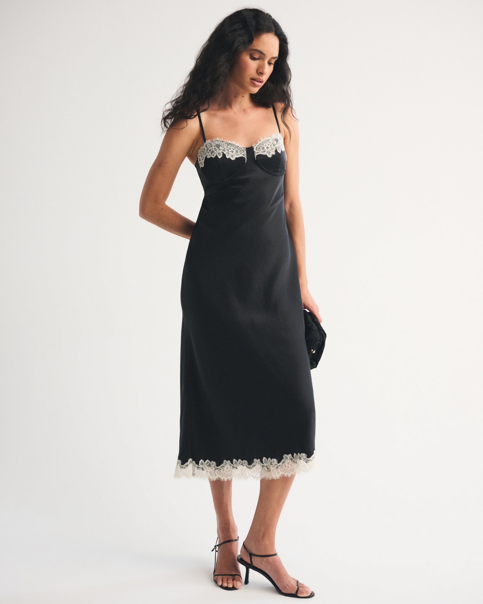 Bra-Free Lace Trim Midi Dress