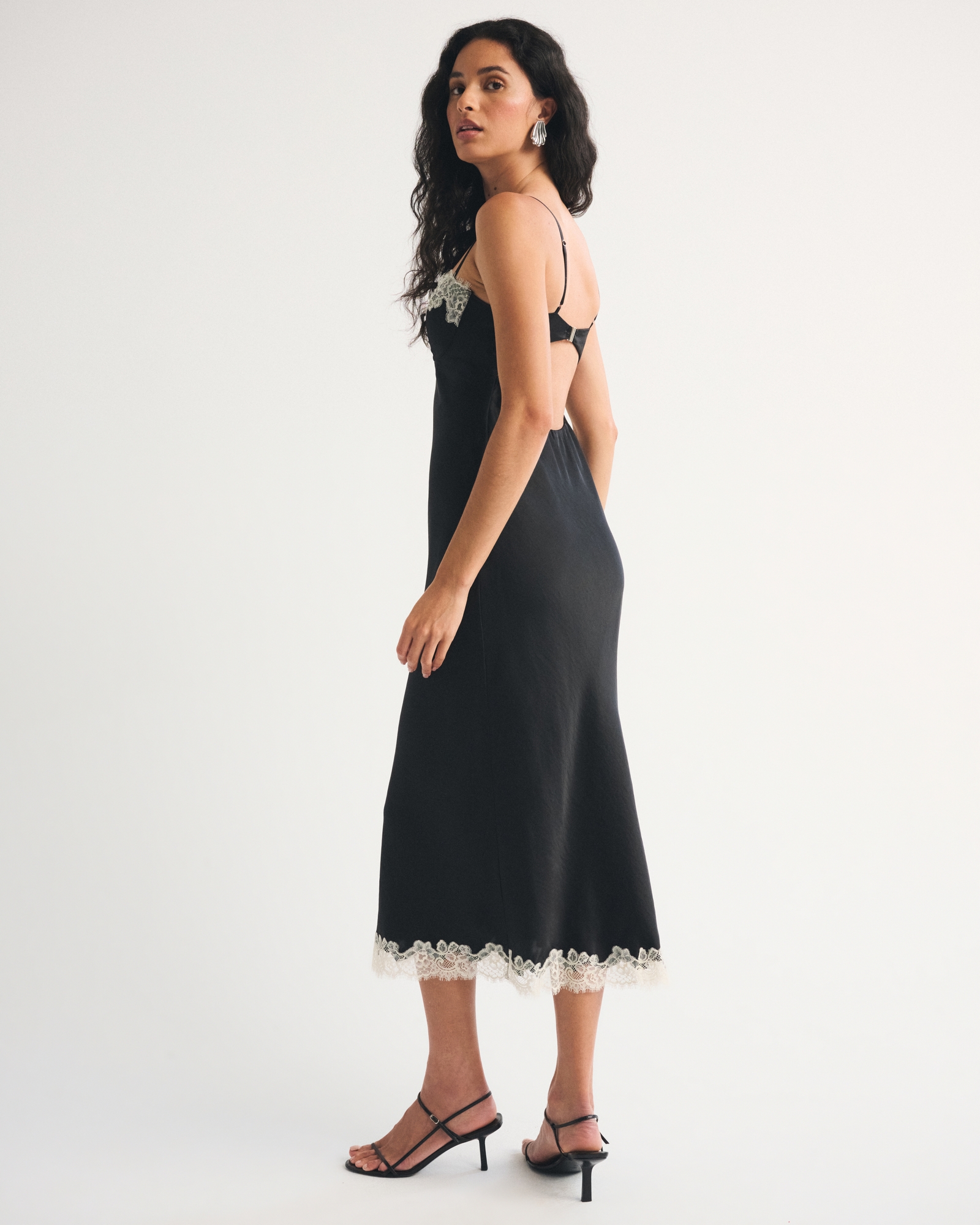 Bra-Free Lace Trim Midi Dress