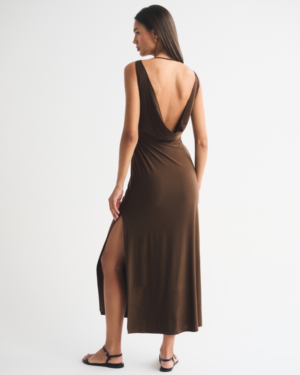 Bra-Free Draped Hardware Maxi Dress
