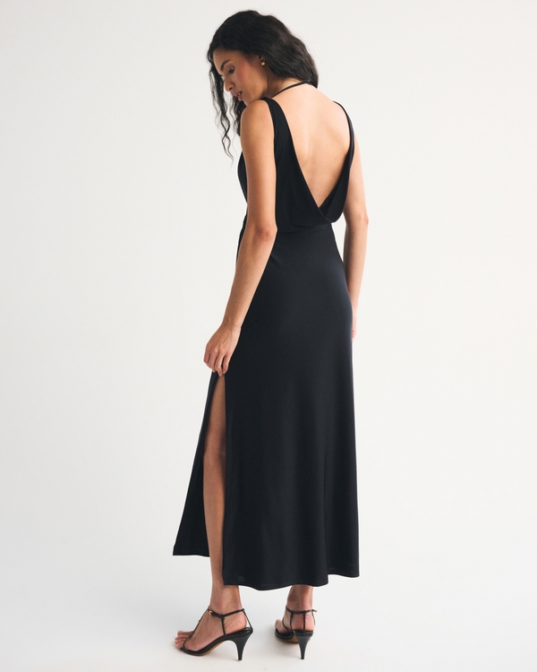 Bra-Free Draped Hardware Maxi Dress