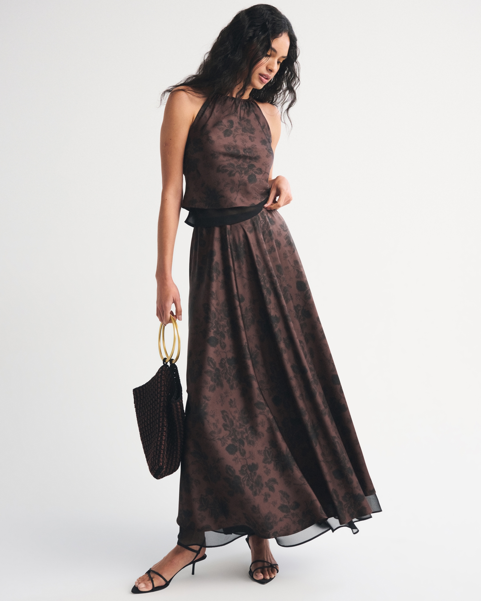 High Rise Satin Maxi Set Skirt