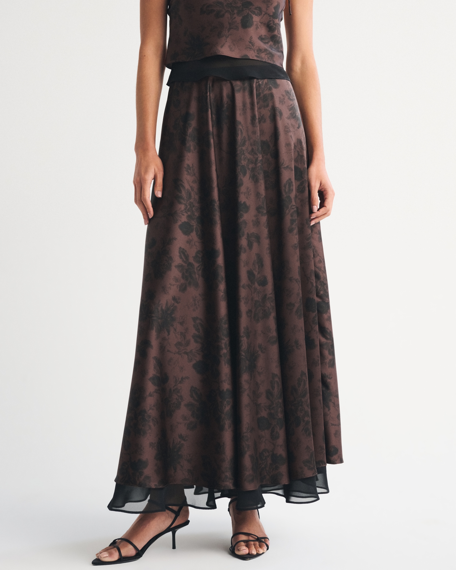 High Rise Satin Maxi Set Skirt