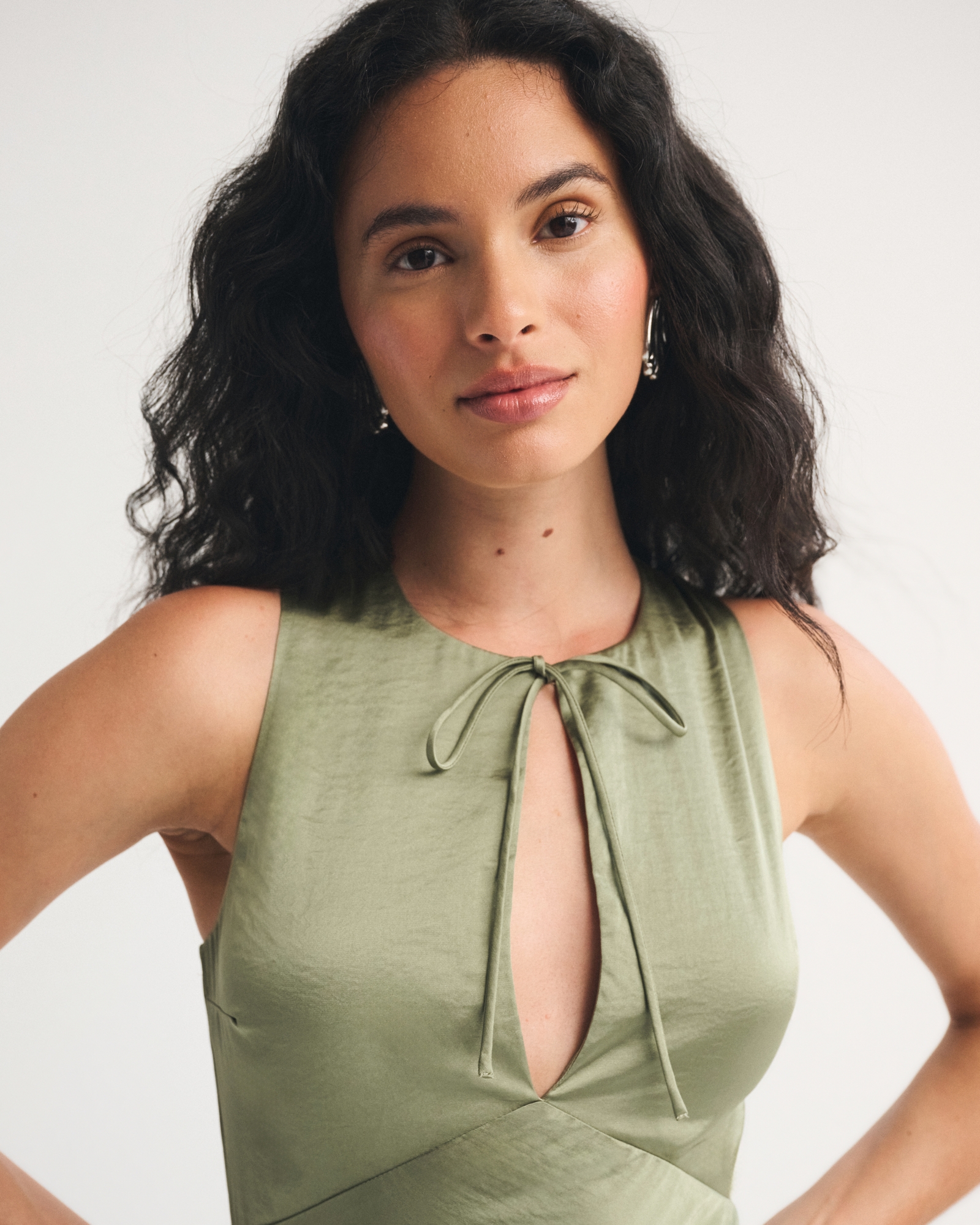 High-Neck Keyhole Maxi Dress