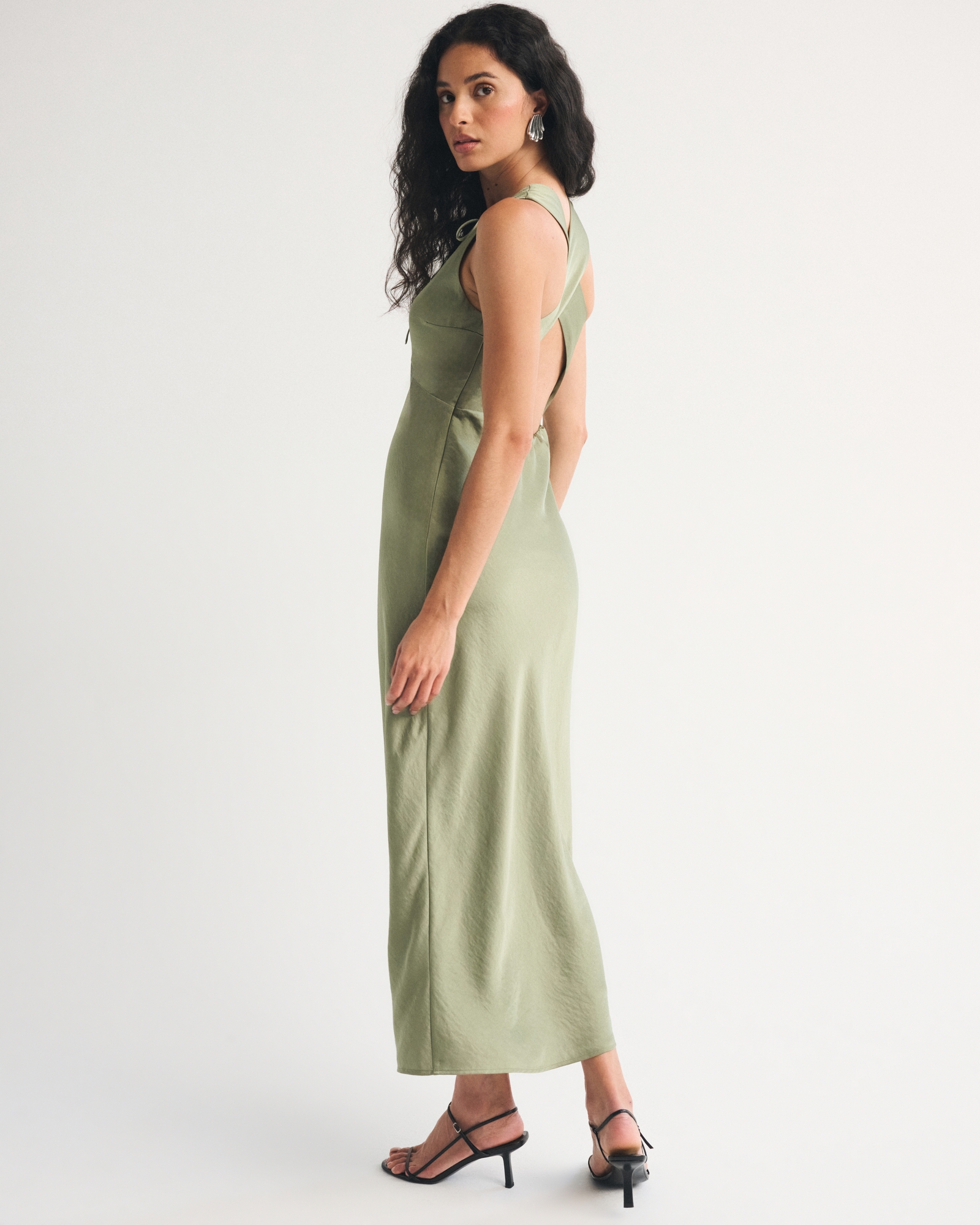 High-Neck Keyhole Maxi Dress