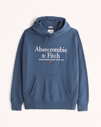 Abercrombie logo 2025 tape hoodie