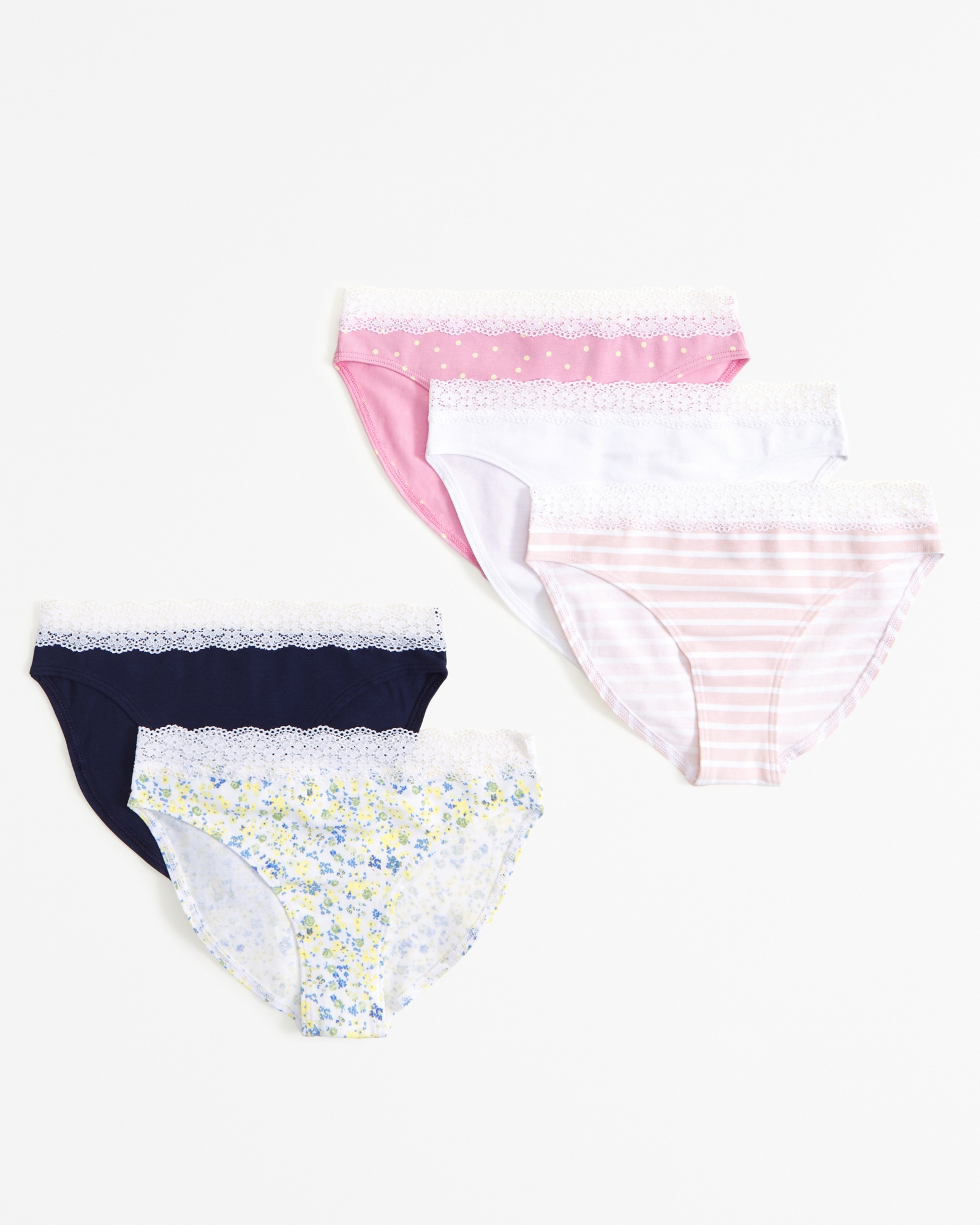 Kids Organic Cotton Floral & Stripe Bikini Briefs (5-pack)