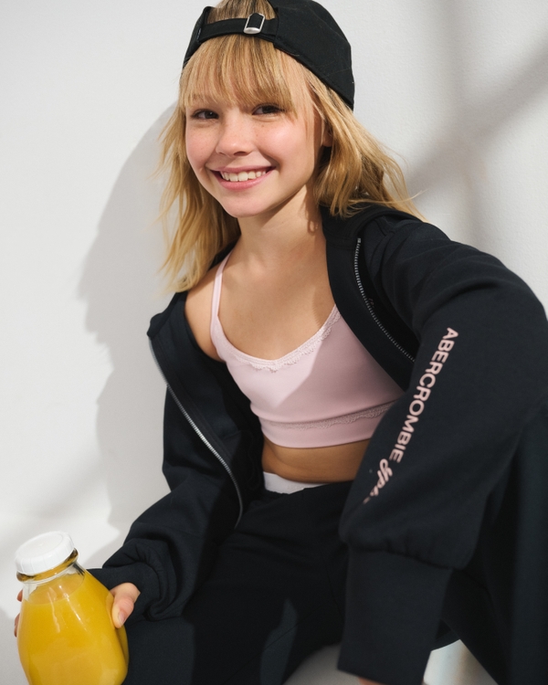 ypb lace-trim sports bra, Light Pink view 1