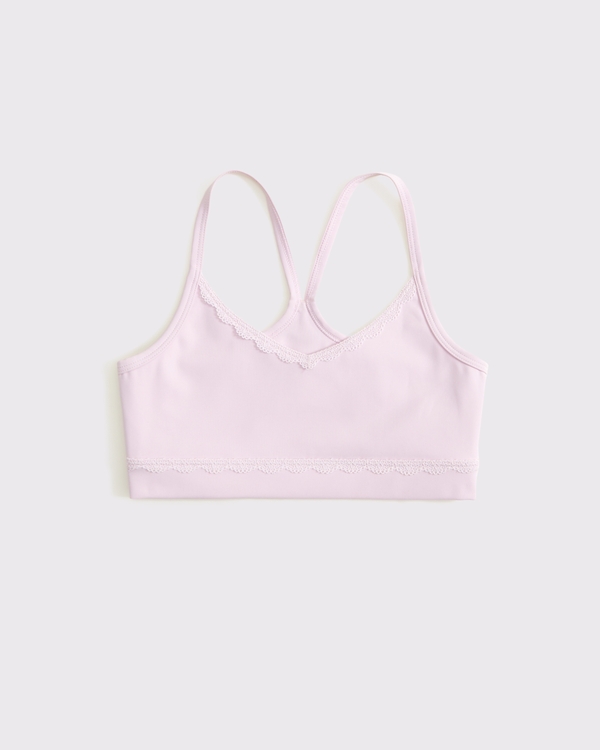 ypb lace-trim sports bra, Light Pink view 2