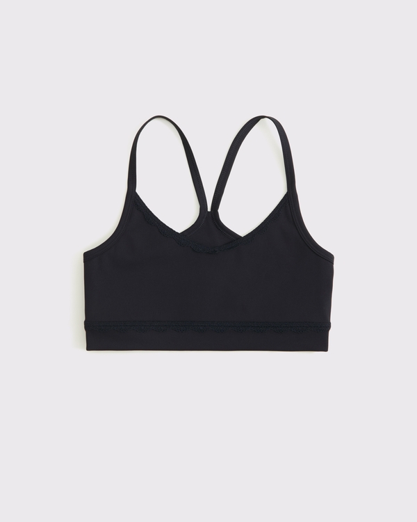 ypb lace-trim sports bra, Black view 1