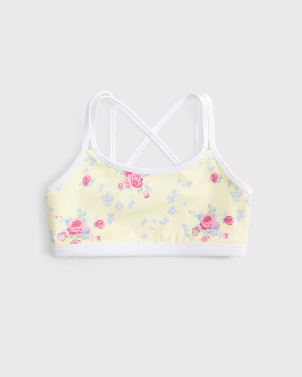ypb strappy sports bra, Yellow Floral view 1