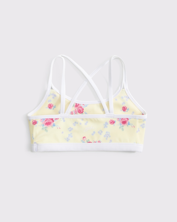ypb strappy sports bra, Yellow Floral view 2