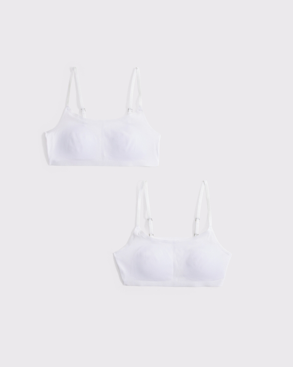 2-pack soft stretch fabric bralettes, White view 1