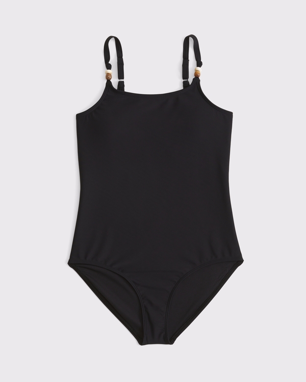beaded one piece swimsuit, Black view 1