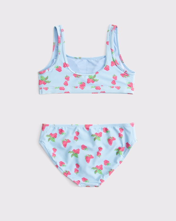 scoop neck two-piece swimsuit, Light Blue Print view 2