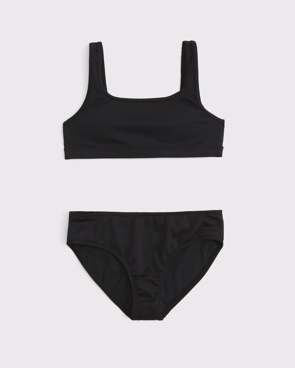 scoop neck two-piece swimsuit, Black view 1