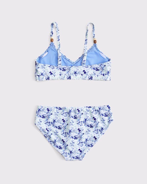 beaded triangle two-piece swimsuit, Blue Pattern view 2