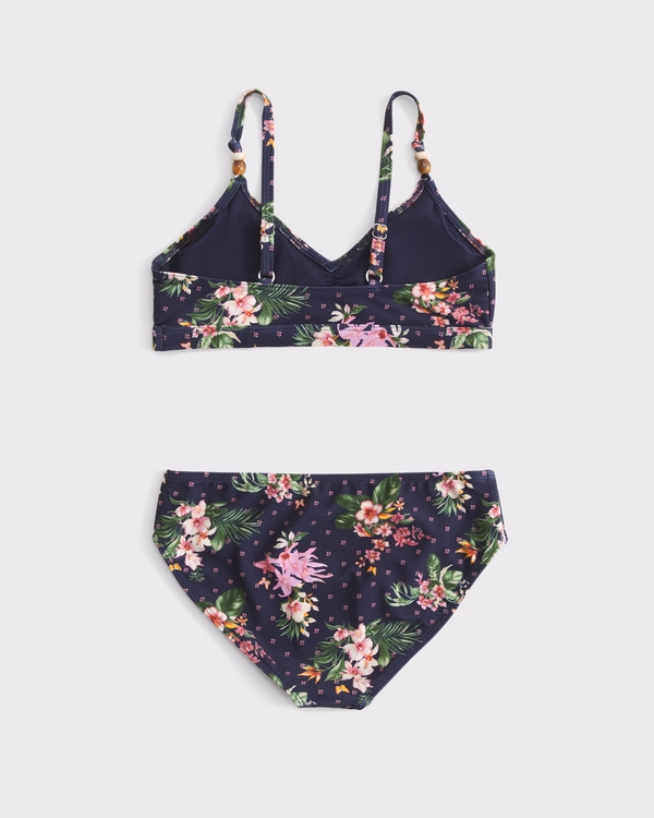 beaded triangle two-piece swimsuit, Navy Floral view 2