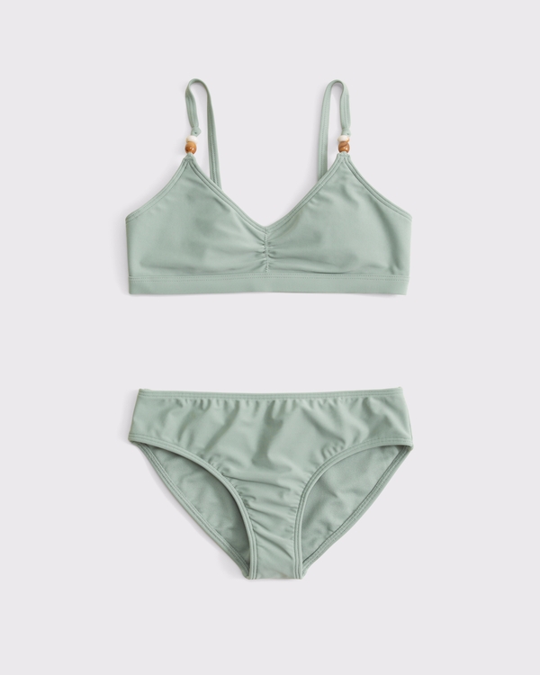 beaded triangle two-piece swimsuit, Cool Sage view 1