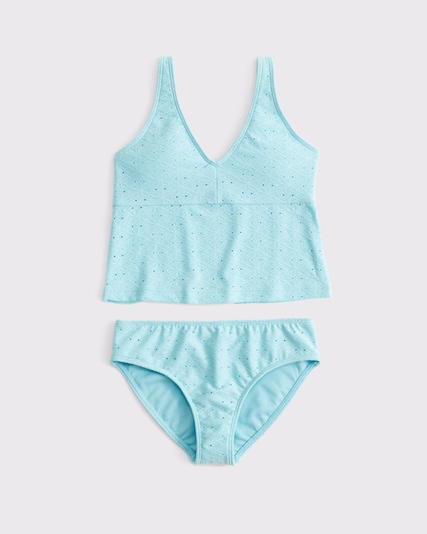 thick strap triangle two-piece tankini swimsuit, Turquoise view 1