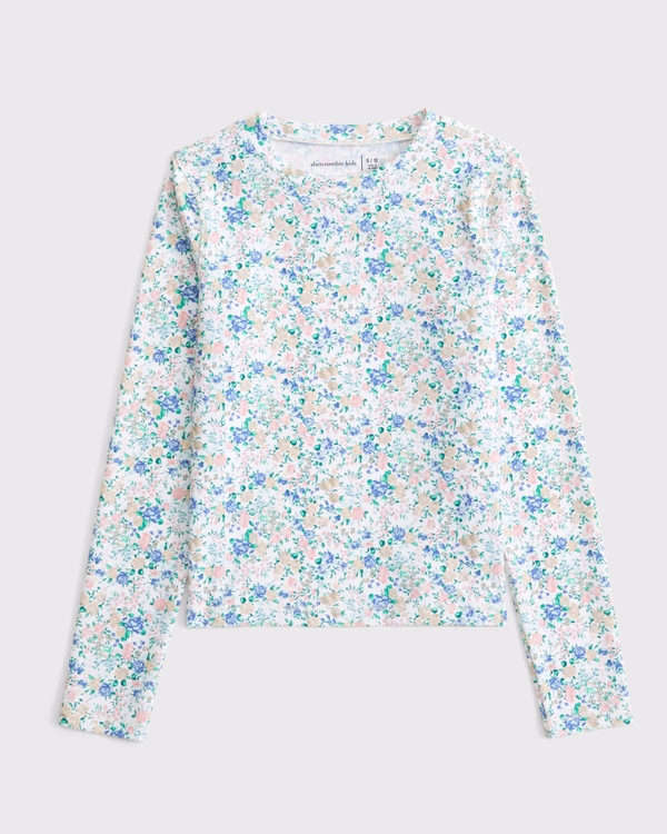 long-sleeve rashguard, Blue Floral view 1