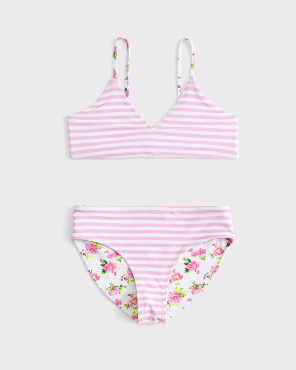 reversible triangle two-piece swimsuit, White Floral view 2