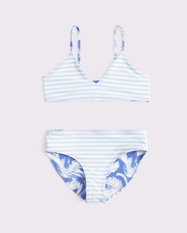reversible triangle two-piece swimsuit, Blue Floral view 2