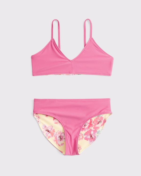 reversible triangle two-piece swimsuit, Guava Pink view 1